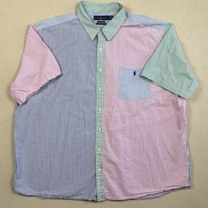 Ralph Lauren Men's Multicolor Color Block Striped Seersucker Light Shirt 3XB Big